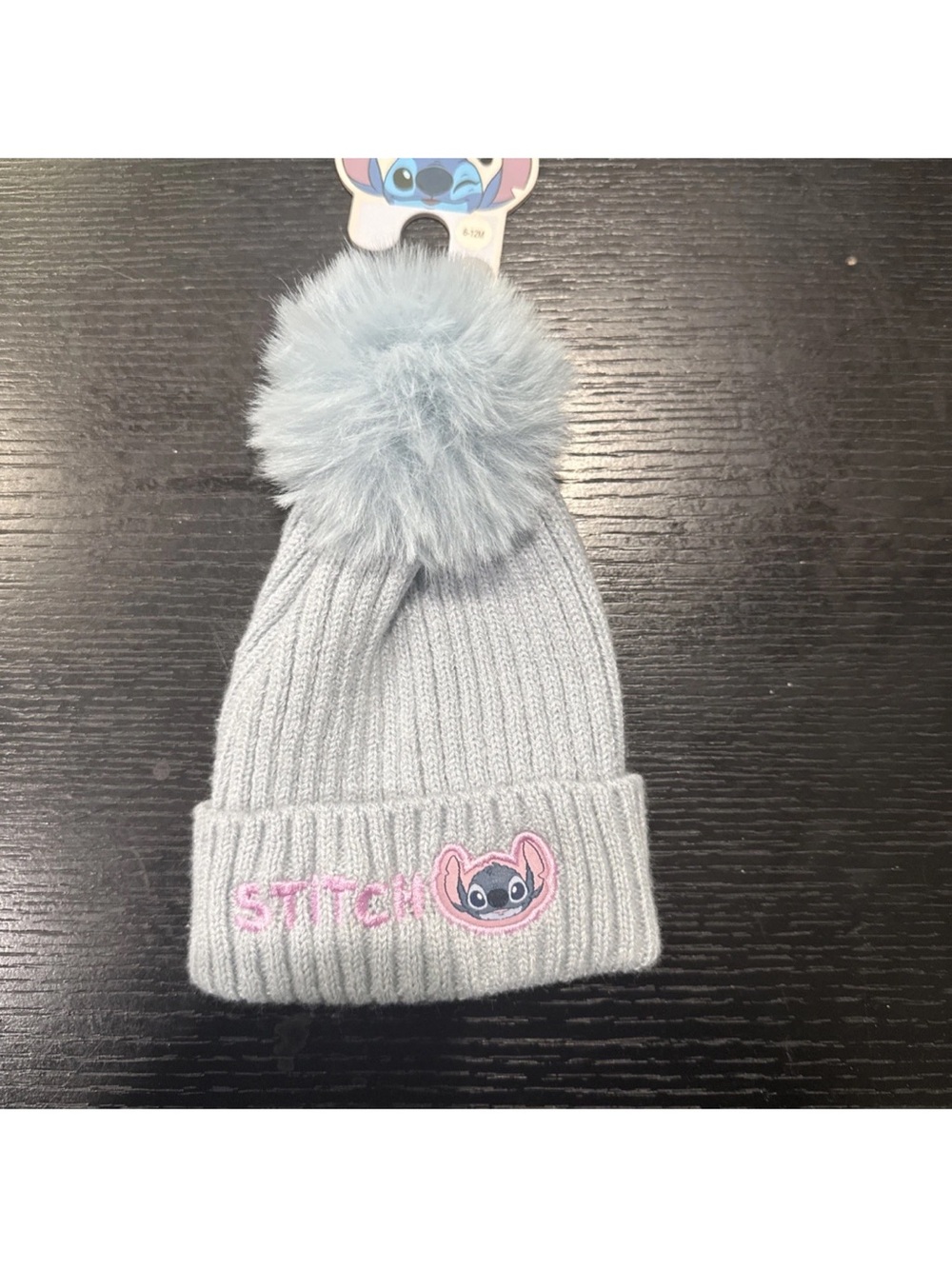 Stitch Kids Pom Beanie Hat - Light Gray